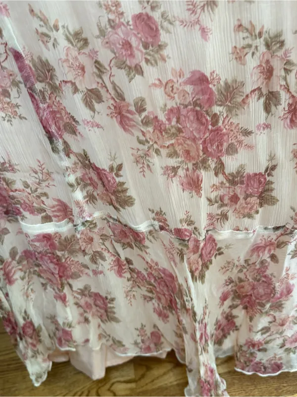 Vintage April Too! April Cornell ruffled floral flowy maxi sleeveless slip dress - Image 3
