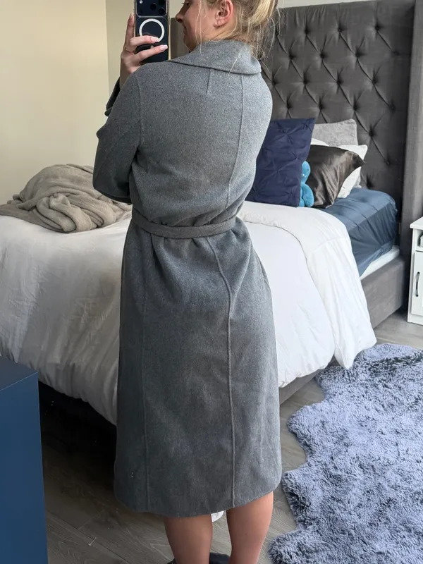 Nordstrom Gray Long Belted Wrap Robe Coat - Image 2