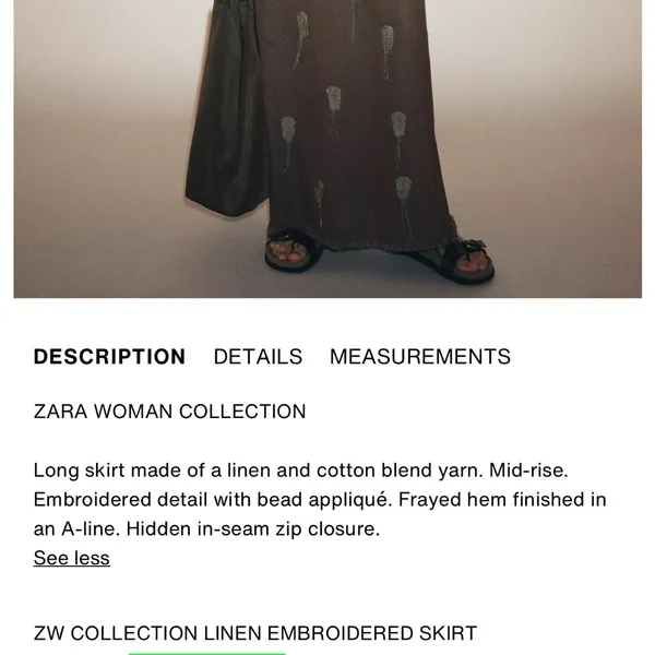 Zara NWT taupe gray cotton & linen embellished print maxi skirt - Image 9