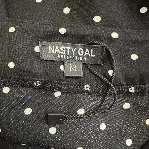 Nasty Gal Black White‎ Polka Dot Midi Skirt Size M nwot Vintage Style Flowy - Image 2