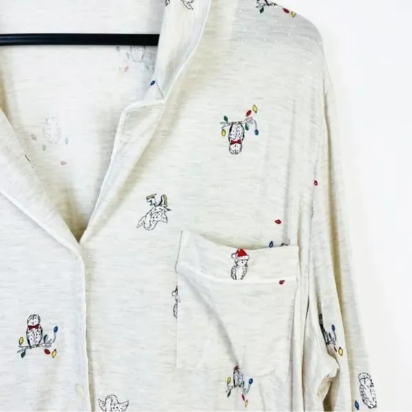 Gap Love Holiday‎ Owls Print Pajama Top Size XXL - Image 2