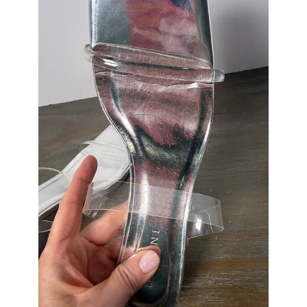 Bellini Mikana Clear Vinyl Silver Square Toe Heeled Sandals Size 9 - Image 8