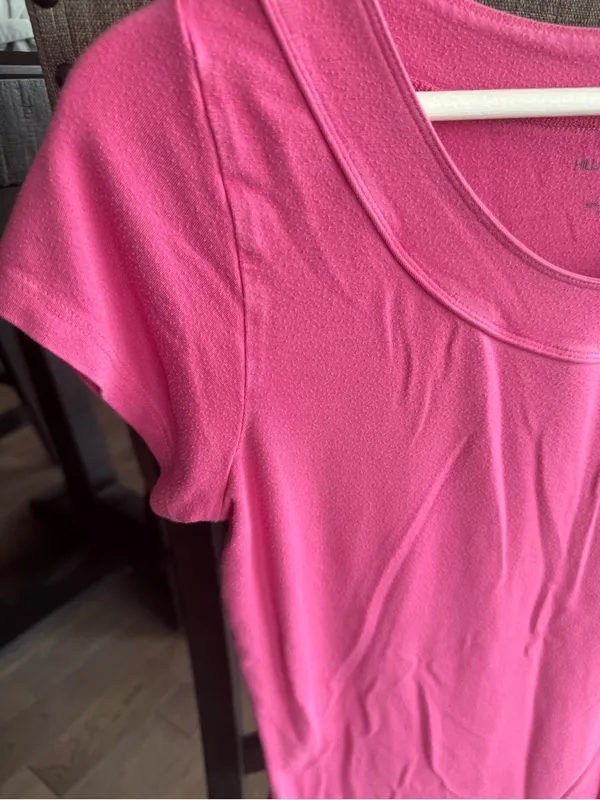 Hillard & Hanson Bright Pink Scoop Neck Short Sleeve Tee - Image 3