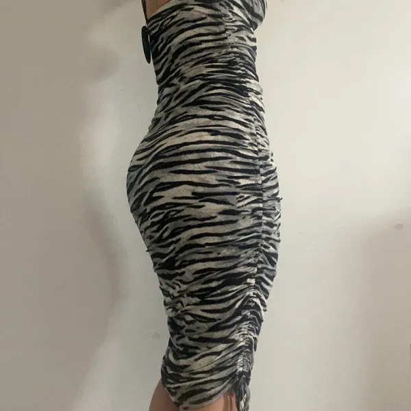 White Fox zebra print scrunch dress - Image 2