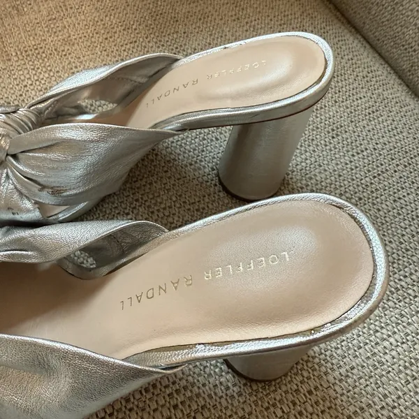 Loeffler Randall Celeste Silver Knot‎ Heeled Mule Sandal Size 6.5 - Image 6