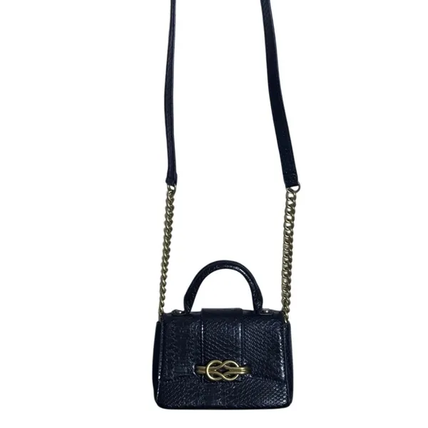 Zara Black Metal Buckle City Bag Faux Leather Top Handle & Crossbody Strap - Image 10