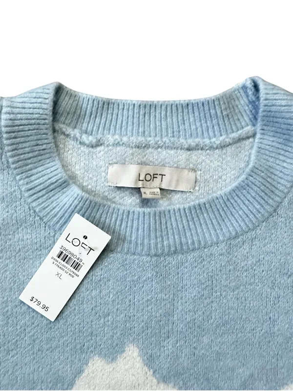 LOFT Mountain Ski Sweater Long Sleeve Snow Mountain Design Blue Size XL - Image 5