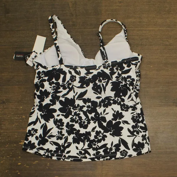 NWT Island Escape Monterey V-Neck Tankini Swim Top N760933 Black / White 14 - Image 4