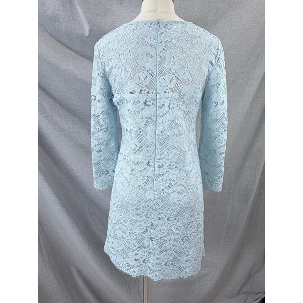 Shoshanna‎ Rae Baby Blue Lace Shift Midi Dress 3/4 Sleeve Size 6 - Image 7