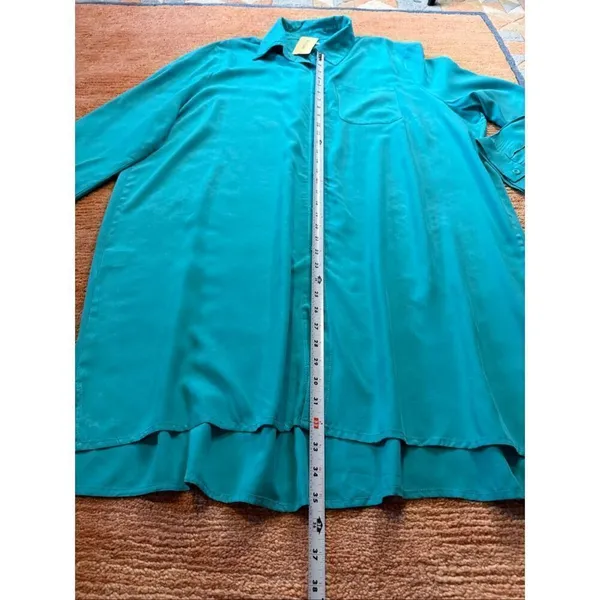 NWT Ekouaer Teal Button Front Long Sleeve Shirt Dress Size XL - Image 3