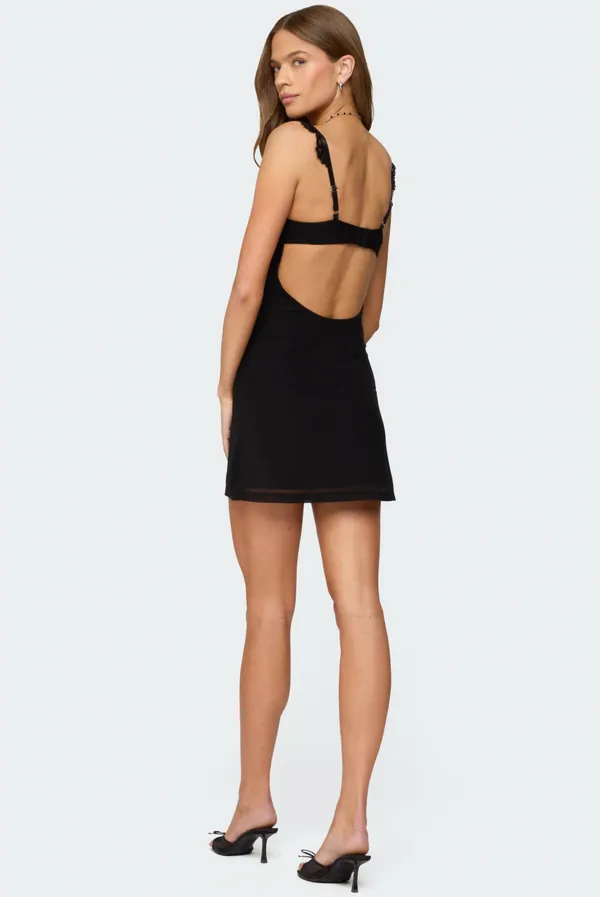 Edikted Rosine Lacey Cupped Mesh Mini Dress - Image 3