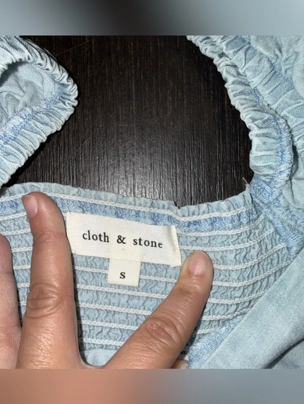 Anthro Cloth & Stone Smocked Square Neck Blouse, Size S - Image 6