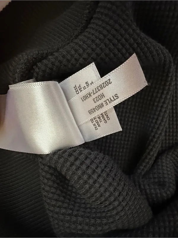 Madewell Gray Boxy Waffle Knit V-Neck Boxy Sweatshirt Tee Small - Image 7