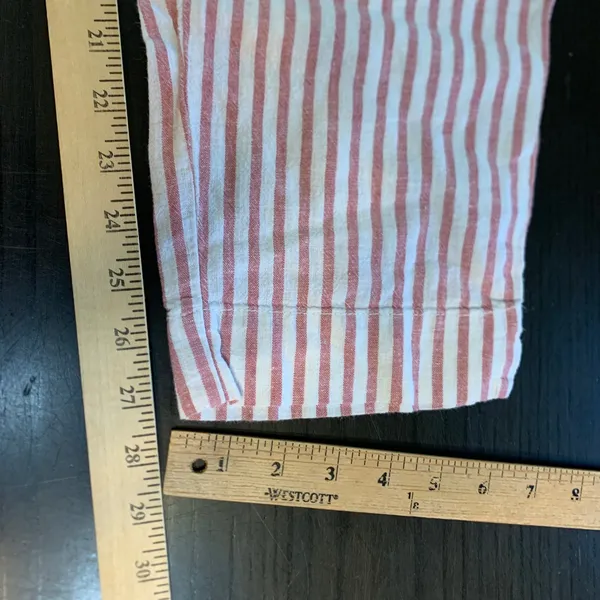 Beachlunchlounge Red White Striped Linen Blend Paperbag Waist Pants Beachy Large - Image 8