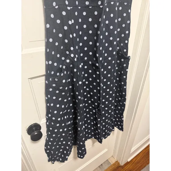 Luca Vanucci Womens‎ Navy Blue White Polka Dot Sleeveless Midi Tank Dress A-Line - Image 7