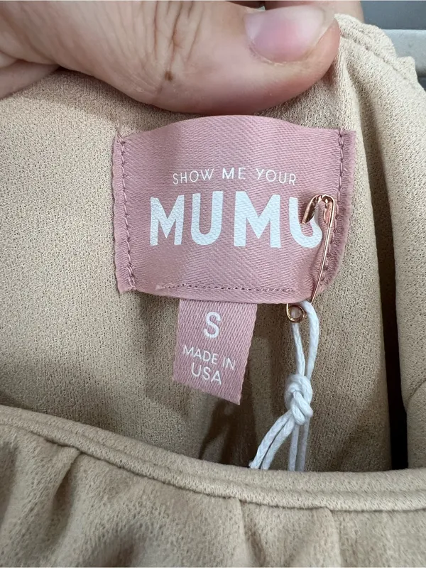 Show Me Your MuMu Beige One-Shoulder Ruffle Midi Dress - Image 3