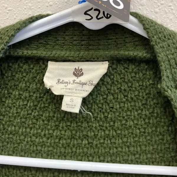 Betseys boutique shop Olive Green Pocket Knit Cardigan small 740 - Image 2