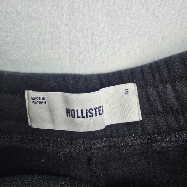 Hollister -1411 Black High Rise Wide Leg Cropped Fleece Barrel Sweatpants‎ S - Image 3