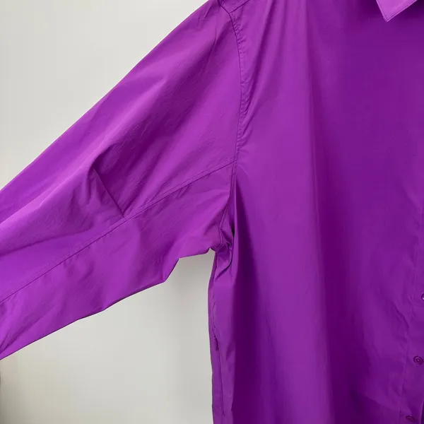 Athleta Oversized Poplin Top Button Up Shirt Relaxed Athleisure Purple 3X NWT - Image 13