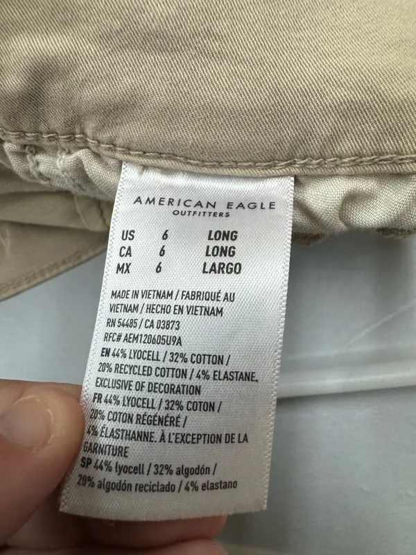American Eagle Stretch Khaki Barrel Cargo Pants Size 6 Long - Image 7