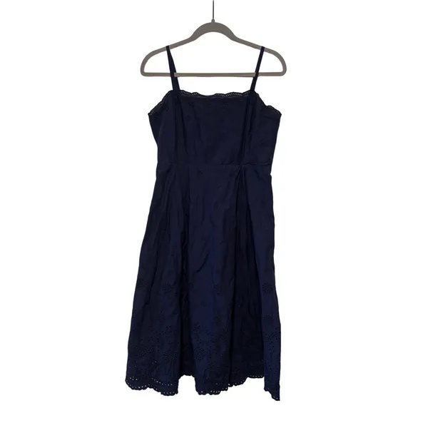 Gap Women's Navy Blue Cotton Eyelet Midi Sundress Size 10 - Image 2