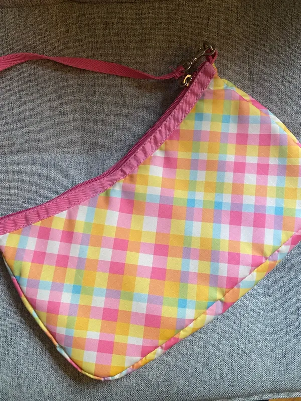 Vtg Y2K Lesportsac Pastel Gingham madras purse with Pink Trim - Image 2