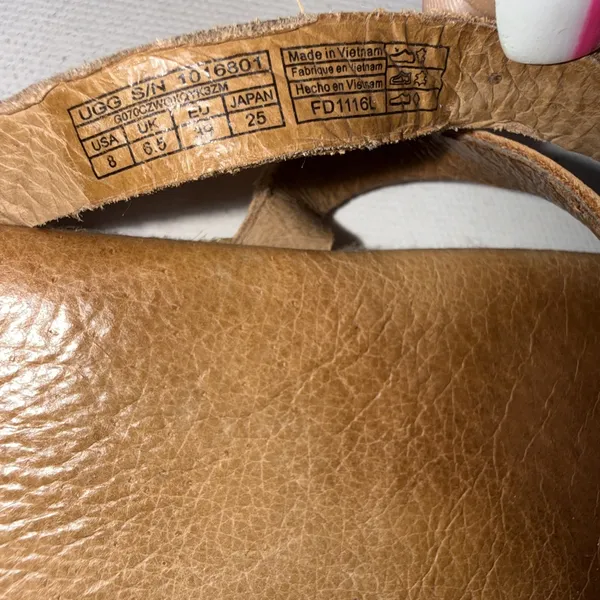 UGG Women's Brown Leather Espadrille Boho Annice Flat Thong Sandals Women's 8 - Image 5