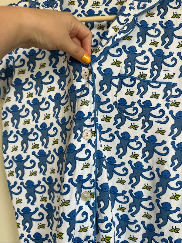 Roller Rabbit Monkey Print Short Sleeve Button Down Pajama Top - Image 6