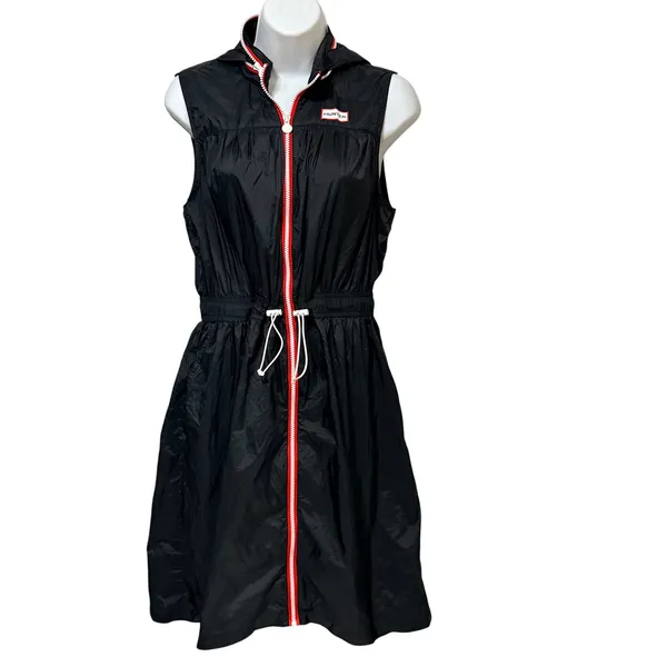 Hunter‎ for Target Womens Black Hooded Sleeveless Windbreaker Zip Front Dress M - Image 2