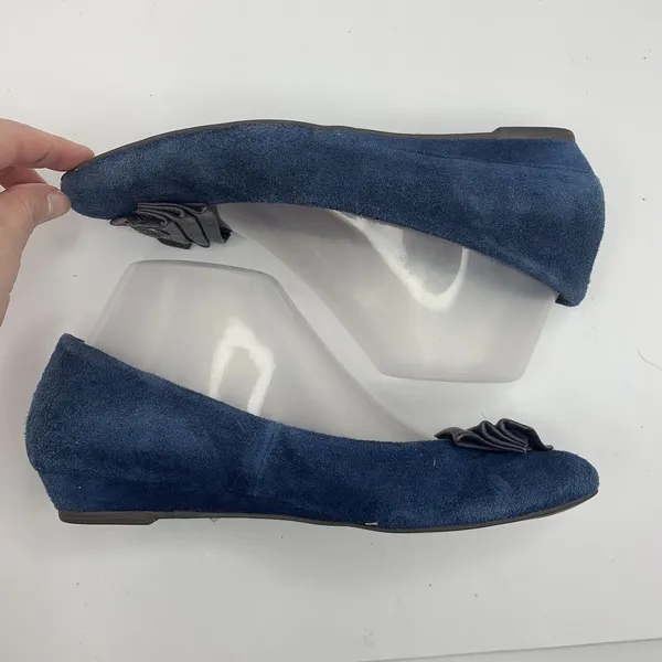 Jeffrey Campbell Size 6.5 Ibiza Reagle Blue Suede Leather Kitten Wedge Shoes - Image 3