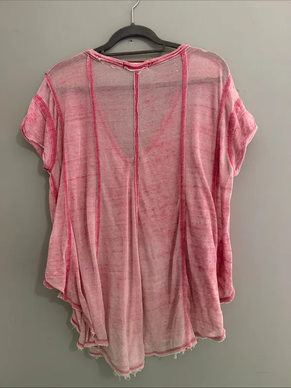 Free People Washed Pink V-Neck Tunic - Image 5