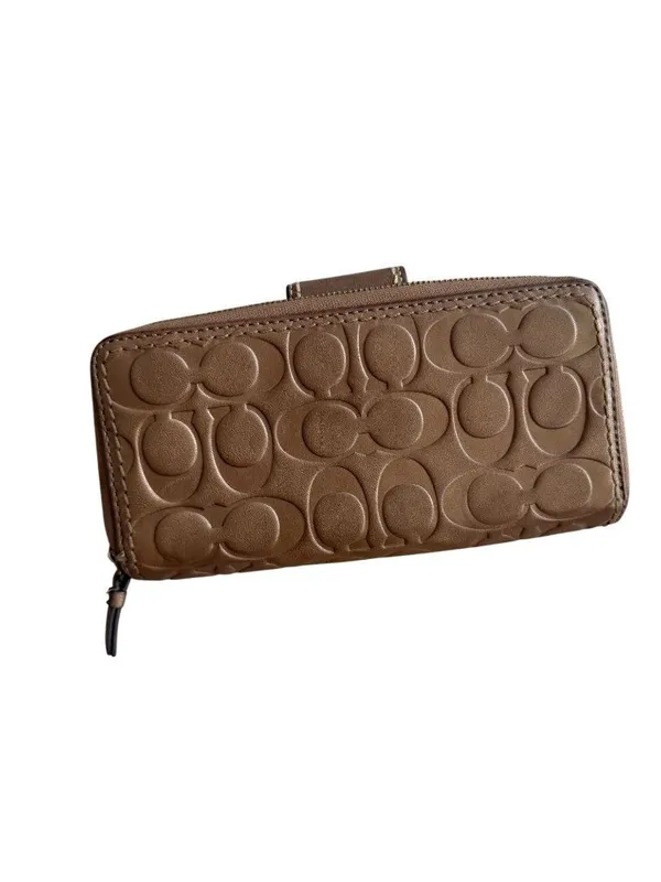 COACH Bronze Leather Kisslock Clutch Zip Wallet - Image 7