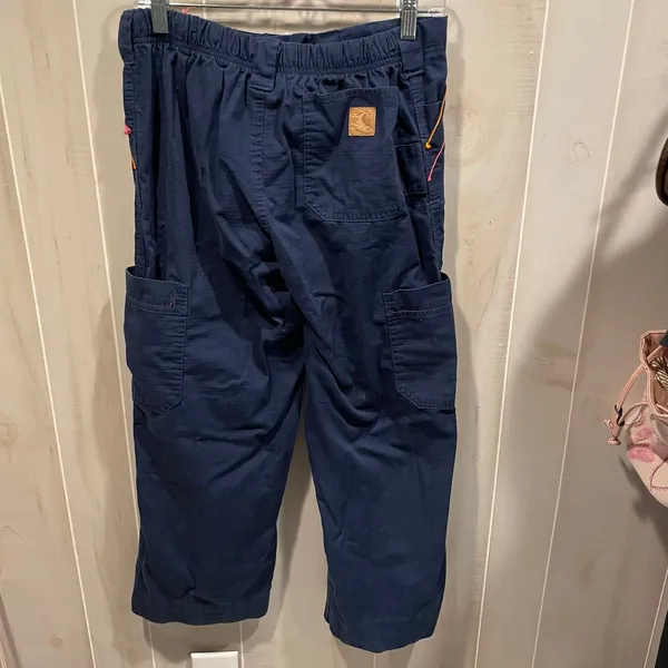 Cute navy Carhartt broken in work cargo pants pink orange trim chore - Image 3