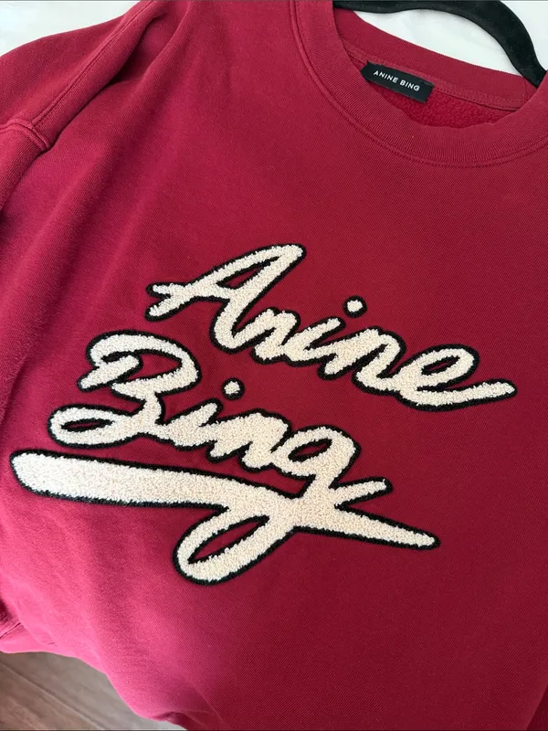 Anine Bing burgundy red miles sweatshirt size small - Image 3