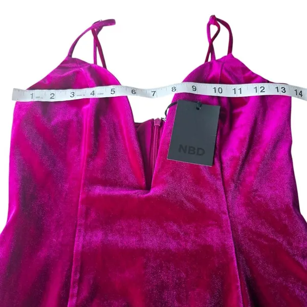 NBD‎ NWT Revolve - Shana Dress Magenta Velvet Low Cut Side Slit Women's Small - Image 9