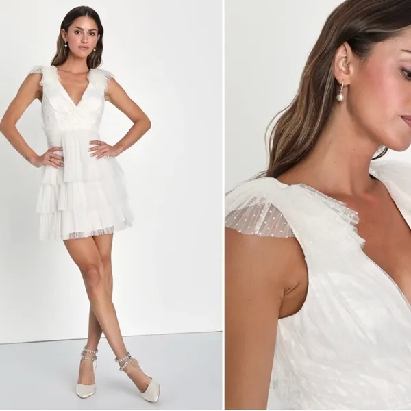 LULUS Sexy Swiss DotBridal Bachelorette Engagement Bridal Shower Honeymoon Mini - Image 2