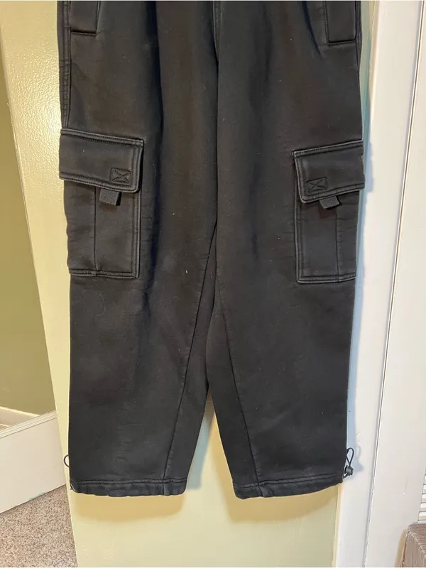 FB County Women's Size Small Heavyweight Baggy‎ Cargo Sweatpants Black Cotton - Image 6