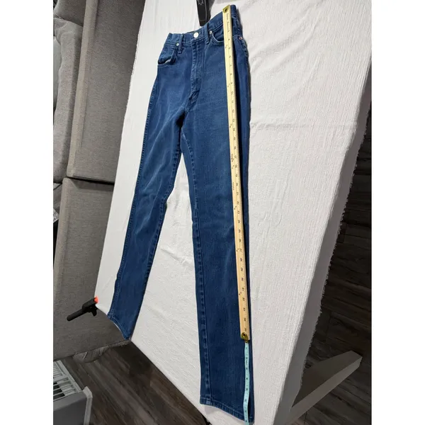 Vintage Wrangler High Rise Straight Leg Jeans Blue USA Made 12NBPRB 7/8 x 36 - Image 6