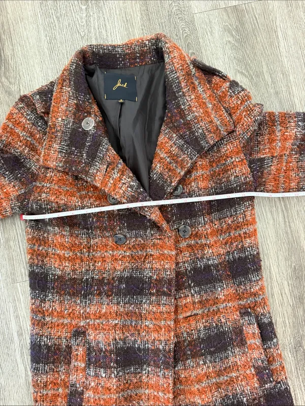 Jack by BB Dakota plaid checkered wool blend Y2K retro peacoat brown orange small - Image 12
