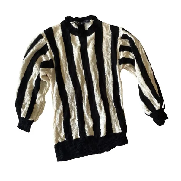 Vintage OHI Striped Sweater Black Size M - Image 3