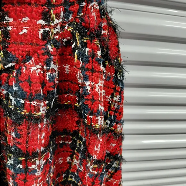 L'Atiste Tweed Dress Size Medium Red Black Plaid Preppy Y2K Retro Holiday Party - Image 8