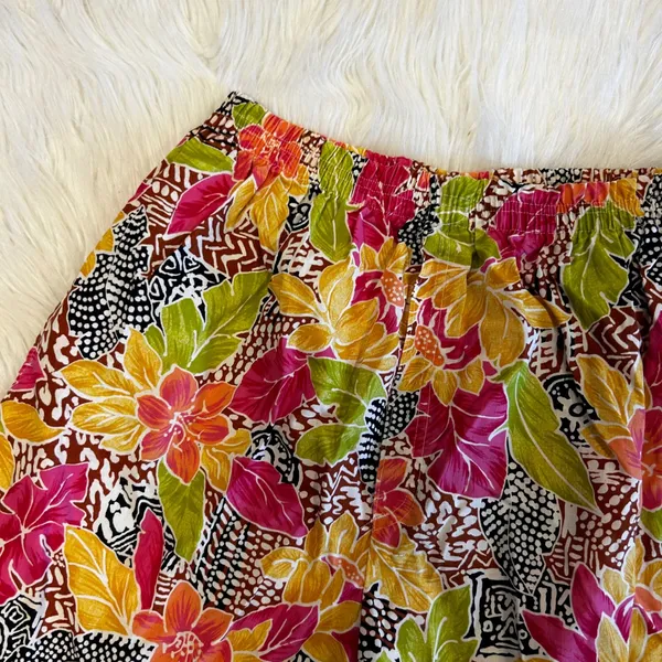 Vintage Gator of Florida Tropical Floral Cotton Shorts Pink Yellow Large USA - Image 2