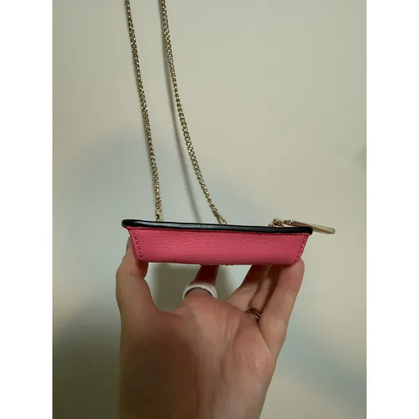 Kate Spade Phone Crossbody Womens Pink Leather Chain Strap Mini Bag Wallet - Image 7