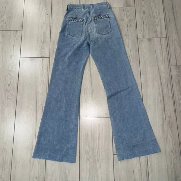 NWOT 7 For All Mankind Braided Denim‎ Flare Jeans Wide Leg Women's Size 26 Light - Image 10