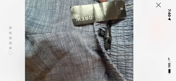 Drew Blue Linen Pants with Subtle Stripes Sz XS NWT Retail $166 - Image 6