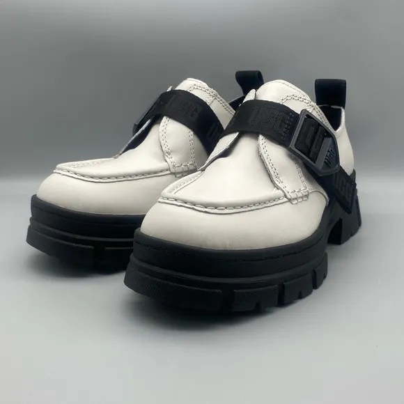 UGG Ashton Platform White Leather Lug Sole Women's Loafers Shoes - Size: 6.5 - Image 9