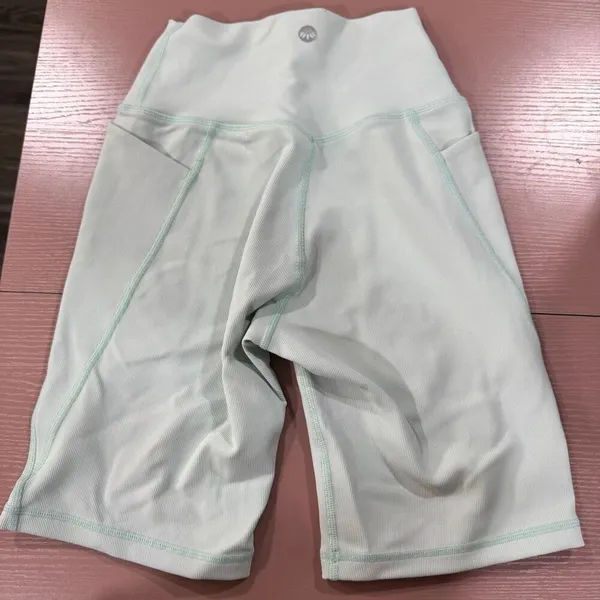 Senita Light Blue Ribbed Biker Shorts XS - Image 2