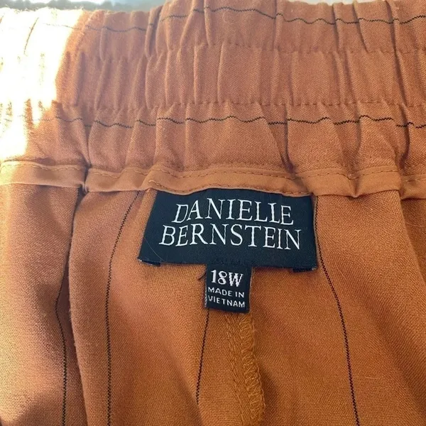 Danielle Bernstein Rust Brown Pinstripe‎ Pleated High Waist Cuffed Shorts 18W - Image 4
