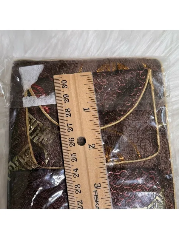 Japanese Brocade Silk Pouches Brown With Gold Accents Set of 3 New - Image 10