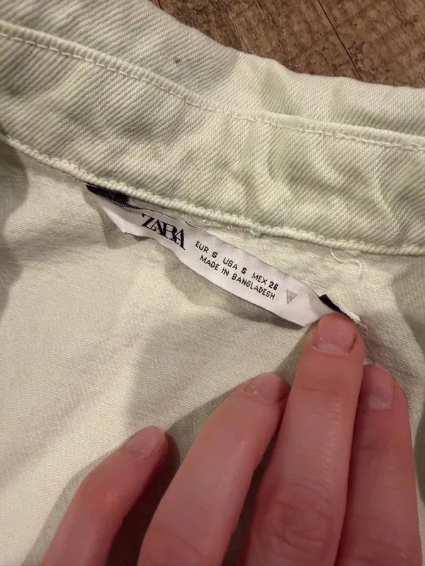 Zara Light Mint Denim Vest Jacket Small - Image 4